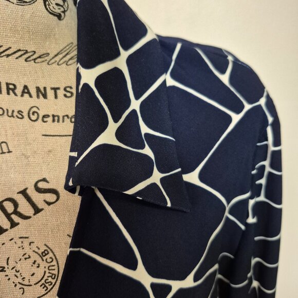 Navy Faux Wrap Dress - Picture 2 of 9